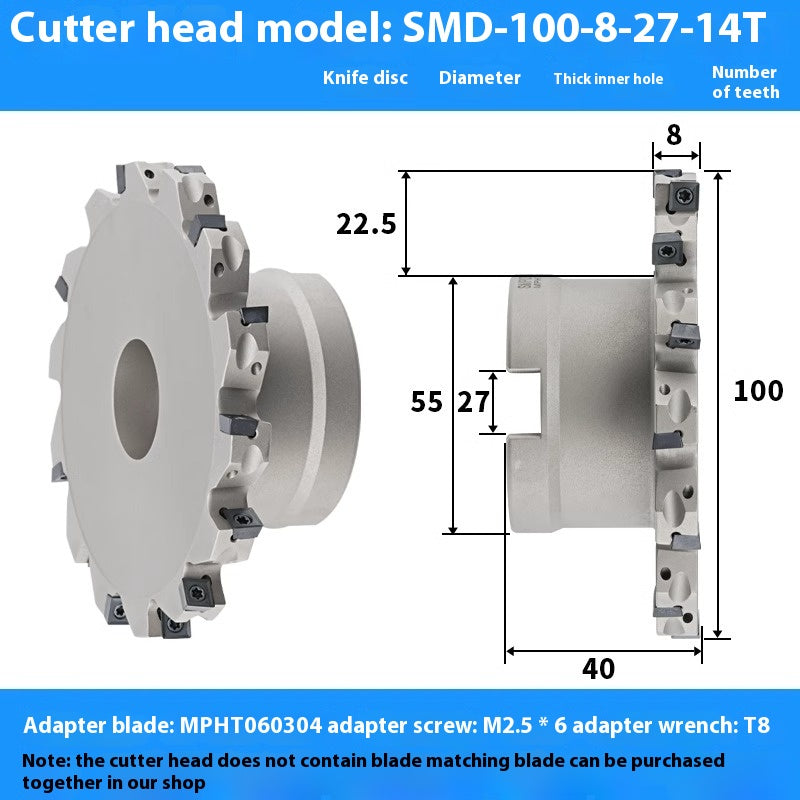 2079-CNC sleeve SMD side and face milling cutterhead CNC indexable chip SMC cutterhead T-slot grooving MPHT06 Shandong Denso Pricision Tools Co.,Ltd.